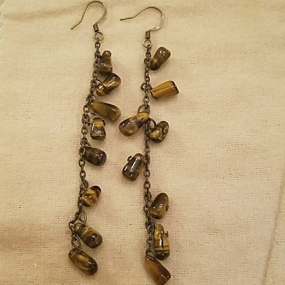 Tigereye Teardrop Dangle Earrings - Picture 1 of 3